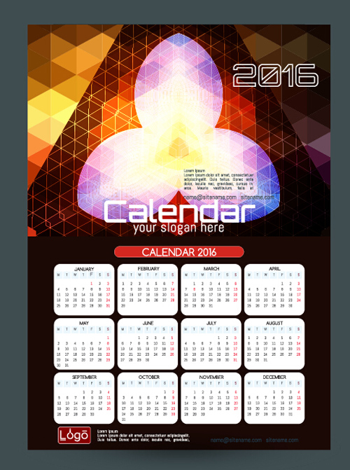 2016 technology calendar template vector 24
