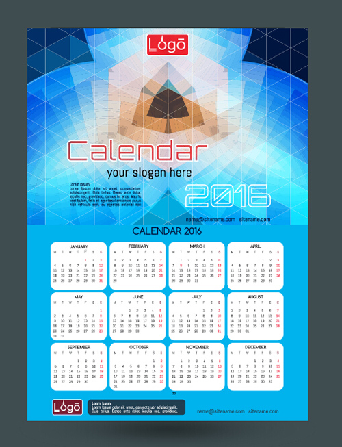 2016 technology calendar template vector 26