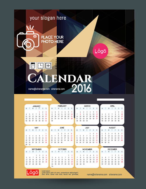 2016 technology calendar template vector 27