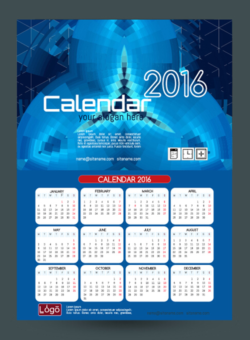 2016 technology calendar template vector 29