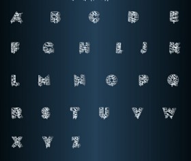 3D Ice alphabets with numbers christmas vector