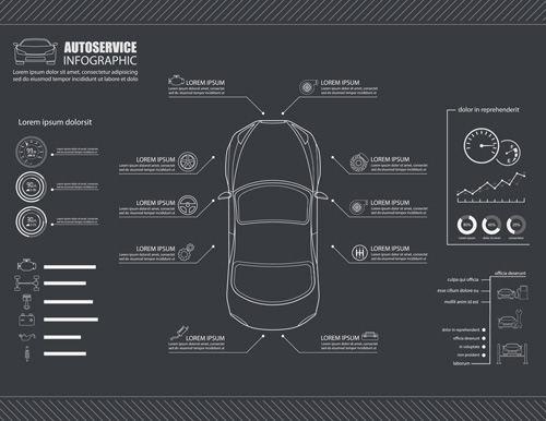 Auto service infographics vector material 01