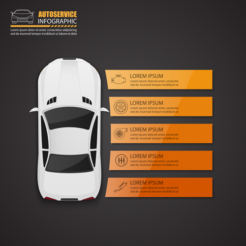 Auto service infographics vector material 03