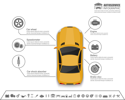 Auto service infographics vector material 05
