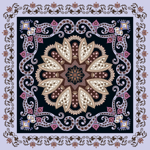 Bandanna pattern ornament design vector material 01