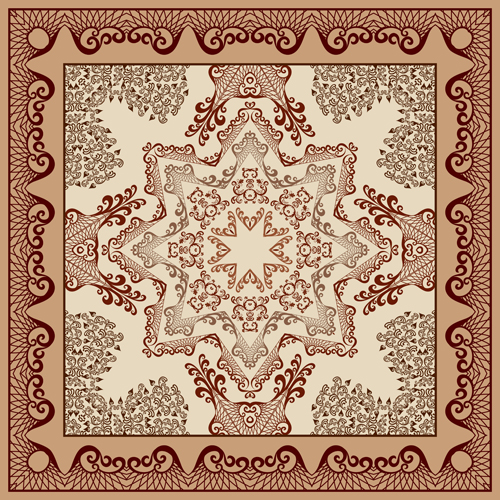 Bandanna pattern ornament design vector material 03
