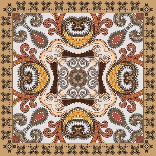 Bandanna pattern ornament design vector material 09