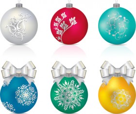 Beautiful christmas balls shiny vector 01