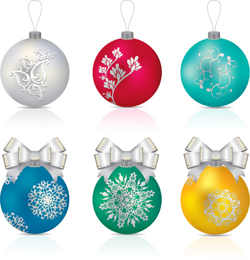 Beautiful christmas balls shiny vector 01 free download