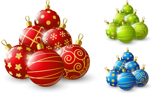Beautiful christmas balls shiny vector 02