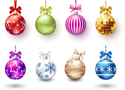 Beautiful christmas balls shiny vector 03