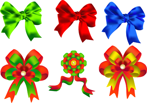 Beautiful colored bow vector material 02
