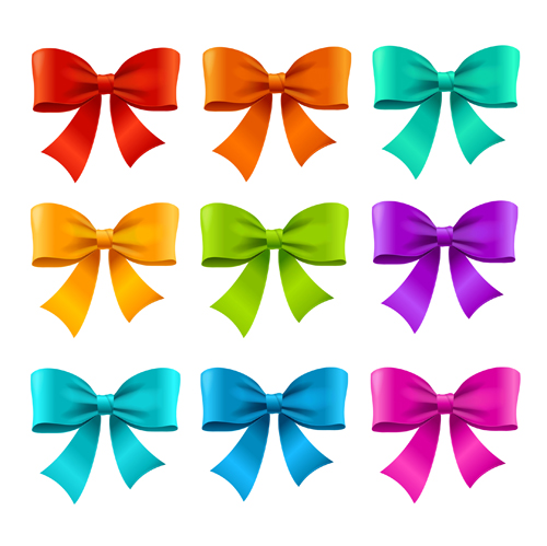 Beautiful colored bow vector material 03