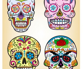 Beautiful floral skull vector material