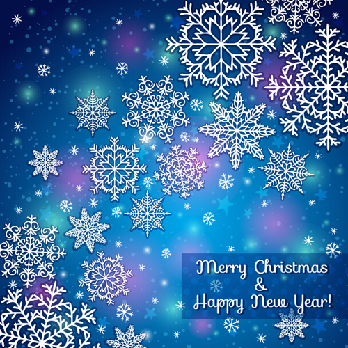 Beautiful snowflake christmas blue background vecor 01
