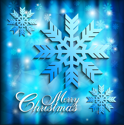 Beautiful snowflake christmas blue background vecor 02