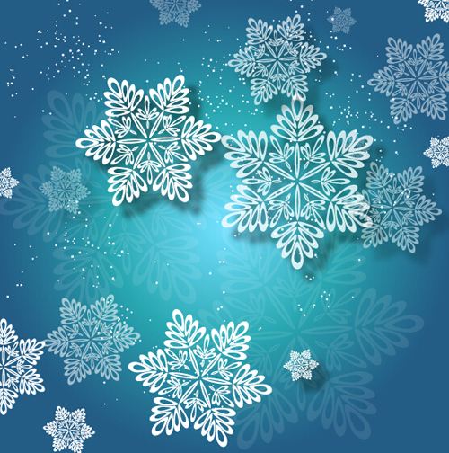 Beautiful snowflake christmas blue background vecor 03