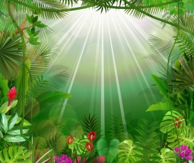 Beautiful tropical scenery vectors graphics 01