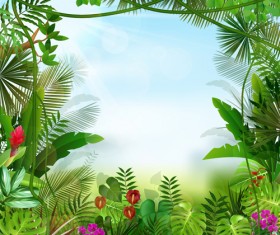 Beautiful tropical scenery vectors graphics 02