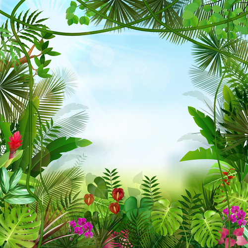 Beautiful tropical scenery vectors graphics 02