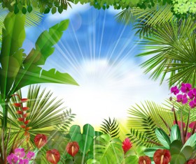 Beautiful tropical scenery vectors graphics 04