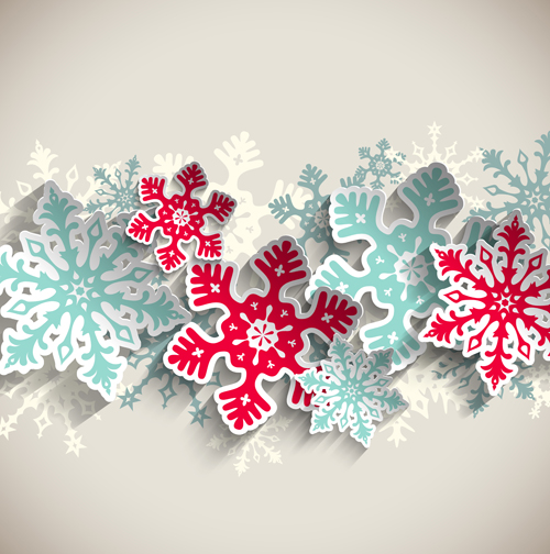 Beautifule paper snowflake christmas vector background 01