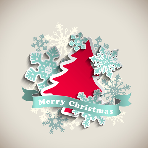 Beautifule paper snowflake christmas vector background 03