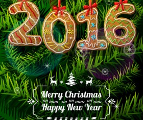 Biscuit 2016 christmas with new year background vector