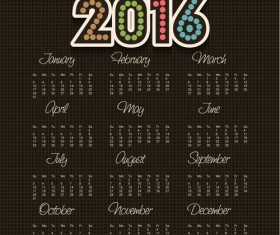 Black 2016 calendar vector material