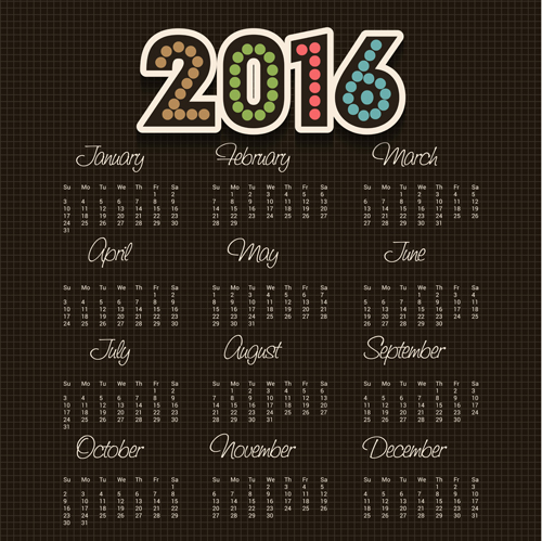 Black 2016 calendar vector material
