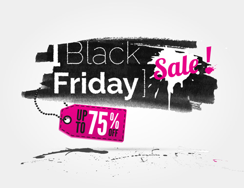 Black friday with ink sale background vector 02