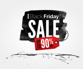 Black friday with ink sale background vector 03