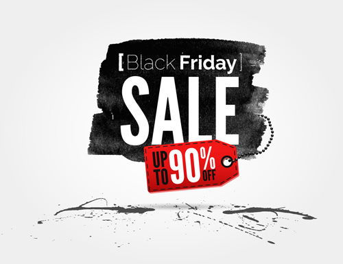 Black friday with ink sale background vector 03