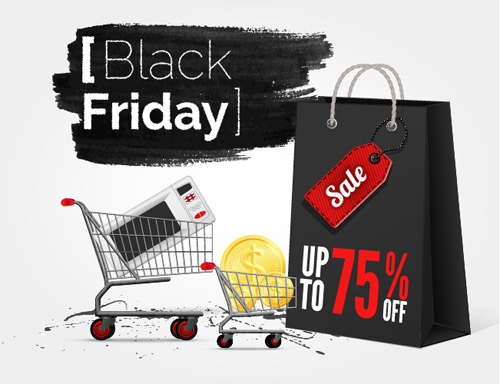 Black friday with ink sale background vector 04