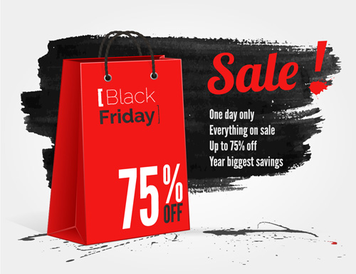 Black friday with ink sale background vector 05