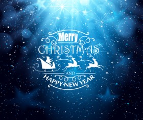 Blue Christmas and New Year greeting card vector