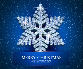 Blue christmas background with shiny snowflake vector