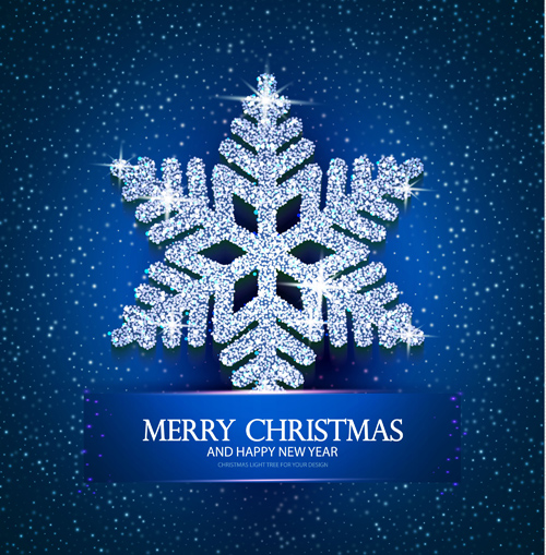 Blue christmas background with shiny snowflake vector