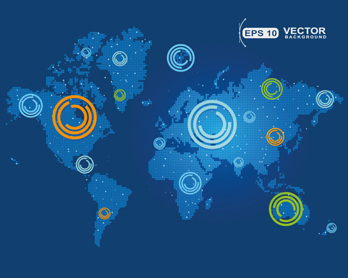 Blue world map vector