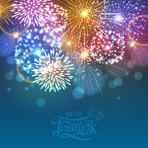 Blurs fireworks background art vector 03