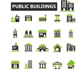 Business icons black with green vector 01