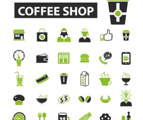 Business icons black with green vector 02