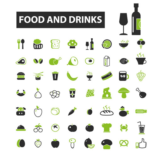 Business icons black with green vector 04