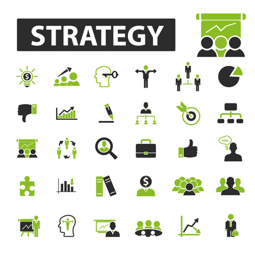 Business icons black with green vector 05