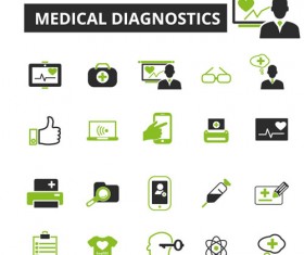 Business icons black with green vector 07