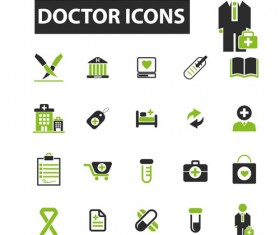 Business icons black with green vector 08