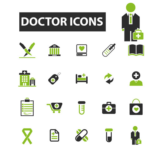 Business icons black with green vector 08