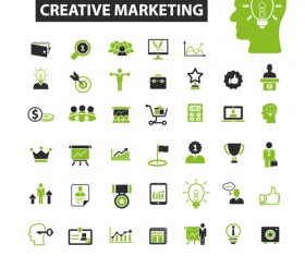 Business icons black with green vector 09