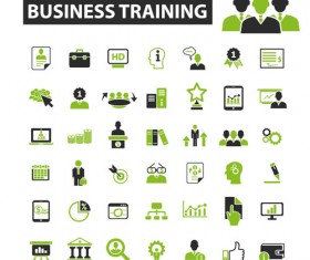 Business icons black with green vector 10