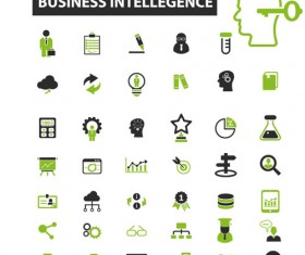 Business icons black with green vector 11